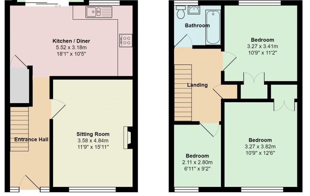 Floorplans For Birch Road, Onehouse, Stowmarket